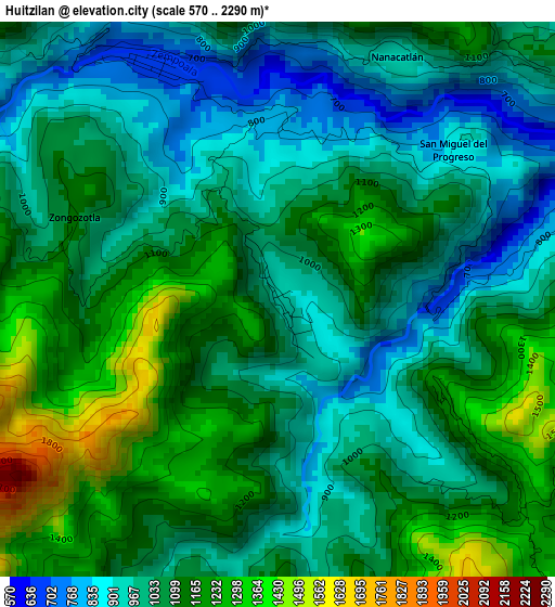 Huitzilan elevation map