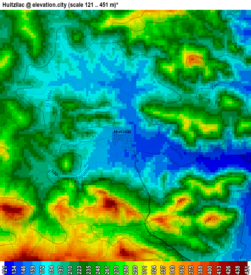 Huitzilac elevation map