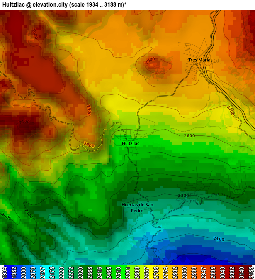 Huitzilac elevation map