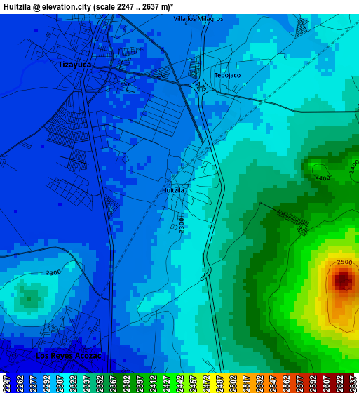 Huitzila elevation map