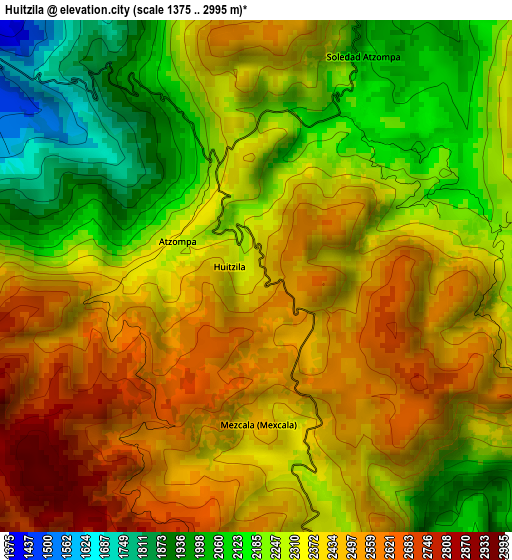 Huitzila elevation map