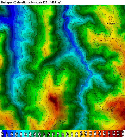 Huitepec elevation map