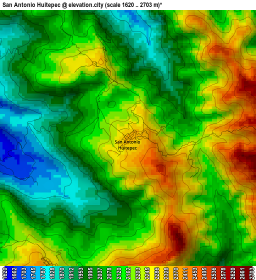 San Antonio Huitepec elevation map