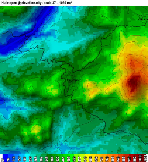 Huixtepec elevation map