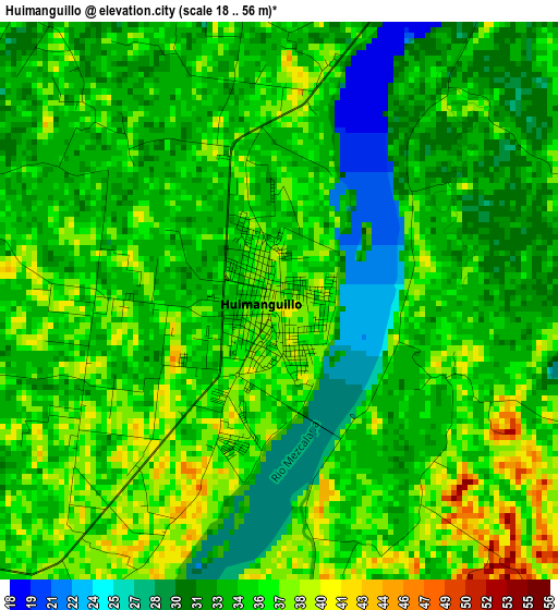 Huimanguillo elevation map