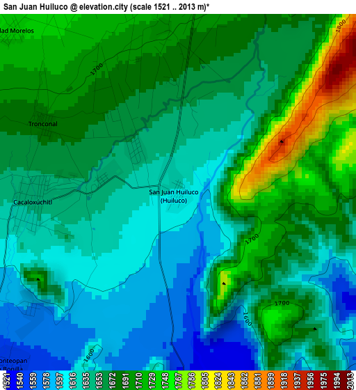 San Juan Huiluco elevation map