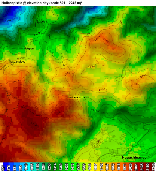 Huilacapixtla elevation map