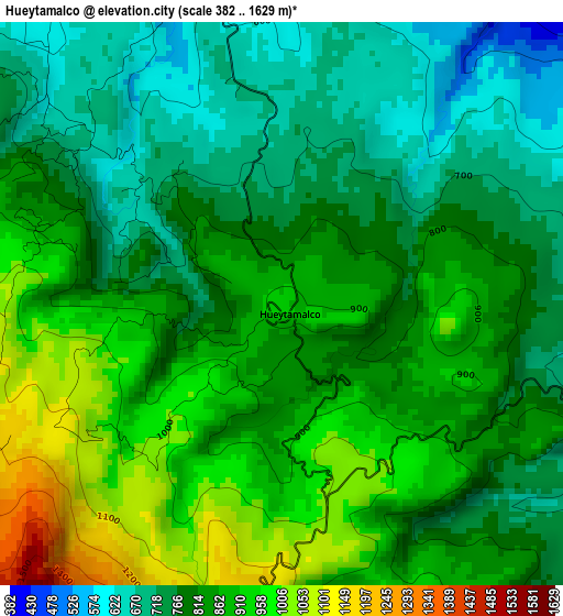 Hueytamalco elevation map