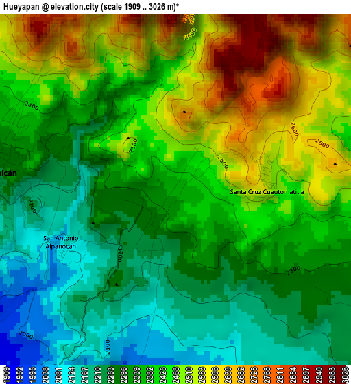 Hueyapan elevation map