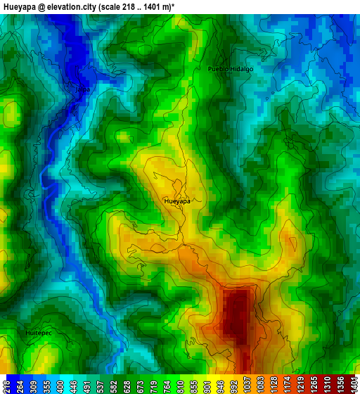 Hueyapa elevation map