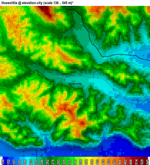 Huexotitla elevation map