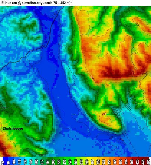 El Huexco elevation map