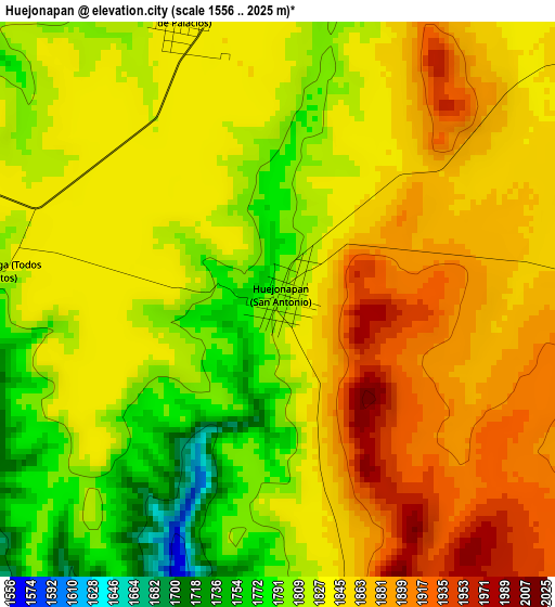 Huejonapan elevation map