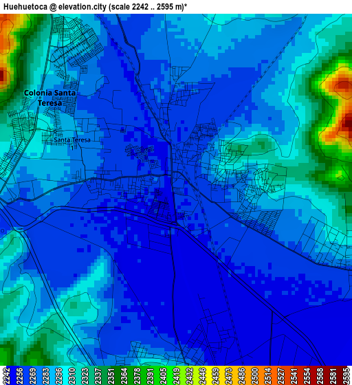 Huehuetoca elevation map