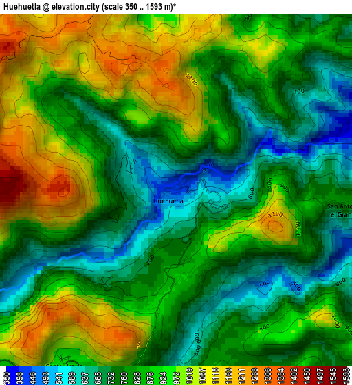 Huehuetla elevation map