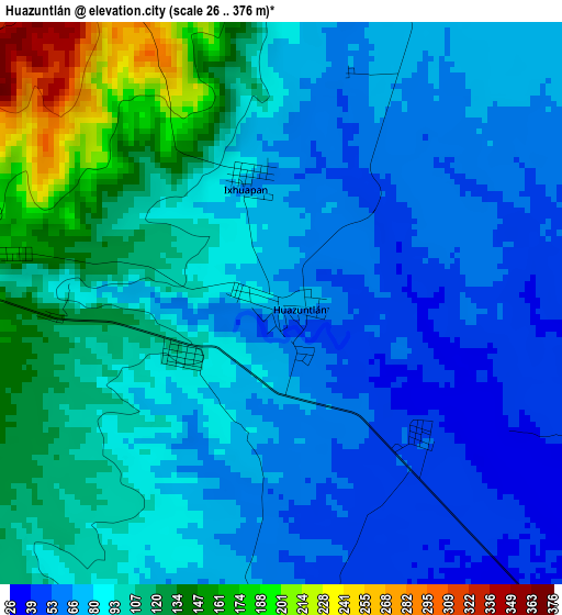 Huazuntlán elevation map