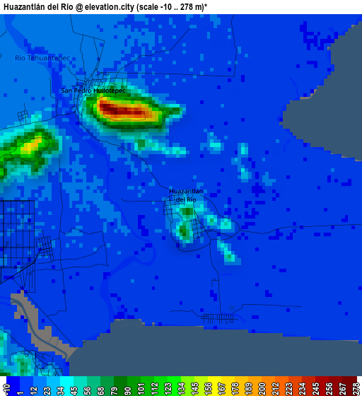 Huazantlán del Río elevation map