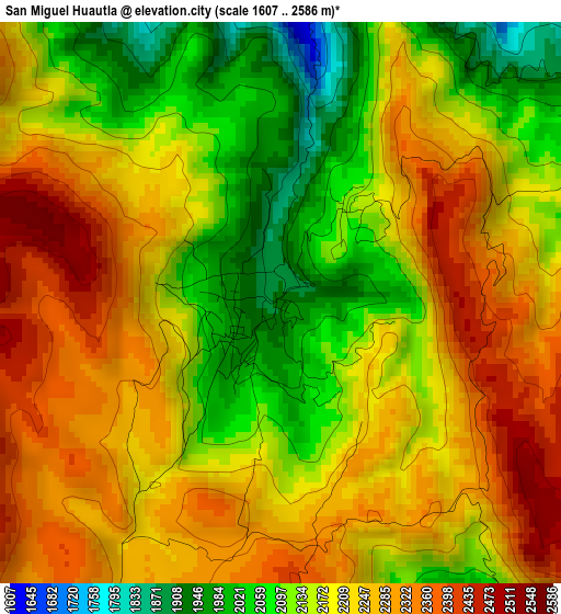 San Miguel Huautla elevation map