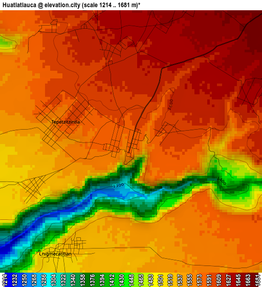 Huatlatlauca elevation map