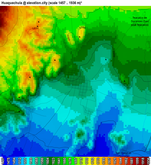 Huaquechula elevation map