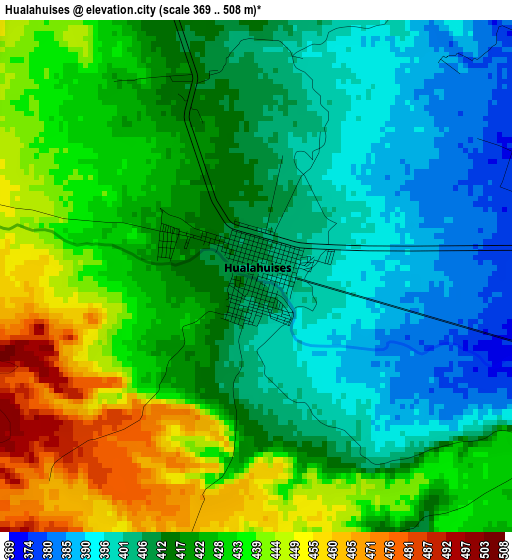 Hualahuises elevation map