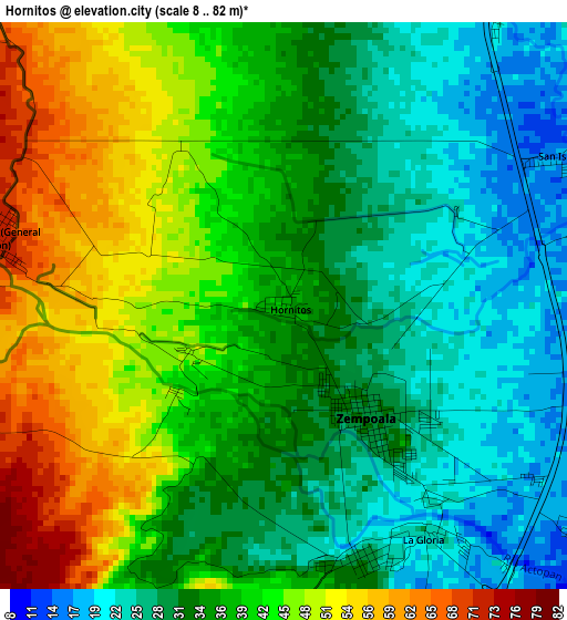 Hornitos elevation map