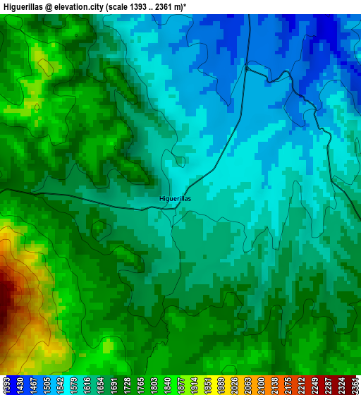 Higuerillas elevation map