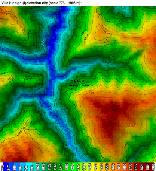 Villa Hidalgo elevation map