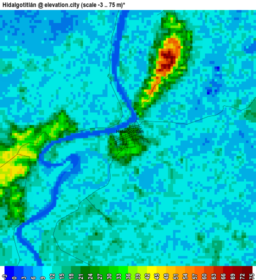 Hidalgotitlán elevation map