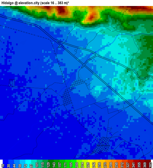 Hidalgo elevation map