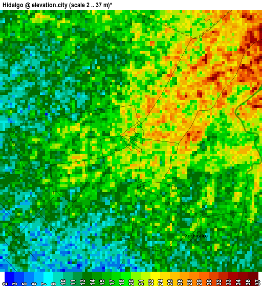 Hidalgo elevation map