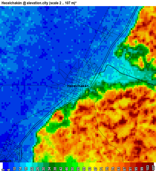 Hecelchakán elevation map