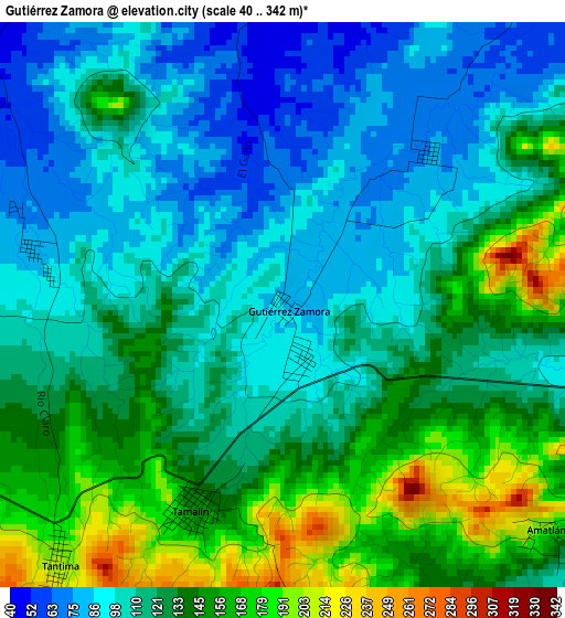 Gutiérrez Zamora elevation map