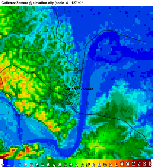 Gutiérrez Zamora elevation map