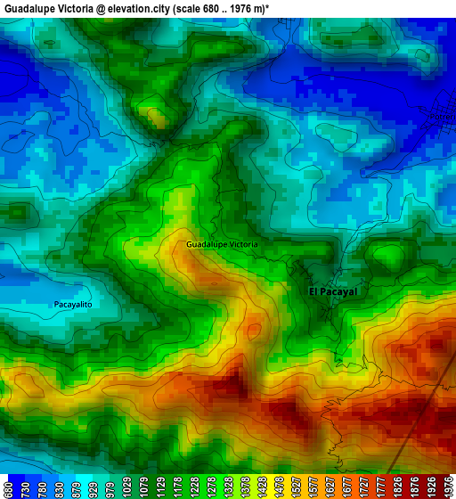 Guadalupe Victoria elevation map