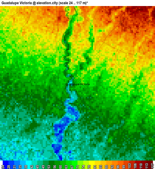 Guadalupe Victoria elevation map