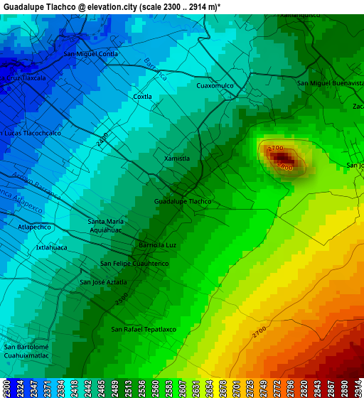 Guadalupe Tlachco elevation map
