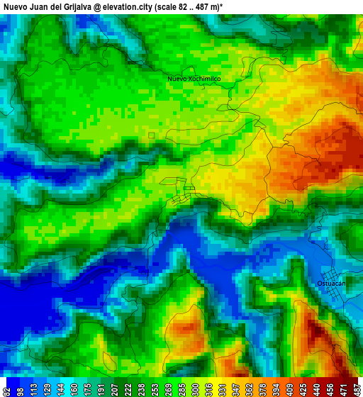 Nuevo Juan del Grijalva elevation map