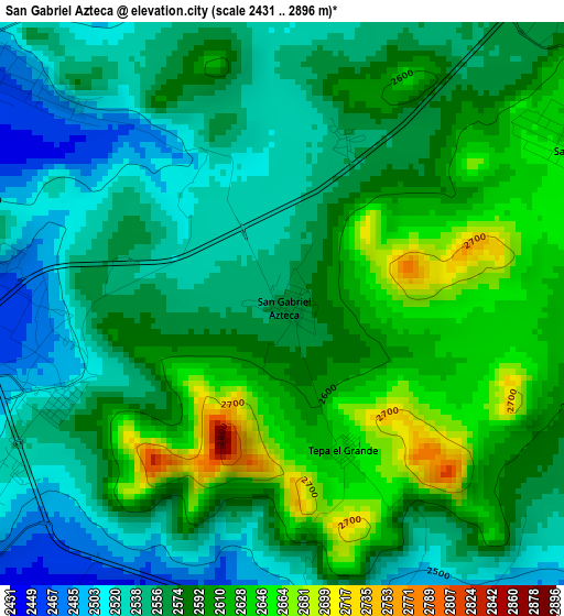 San Gabriel Azteca elevation map