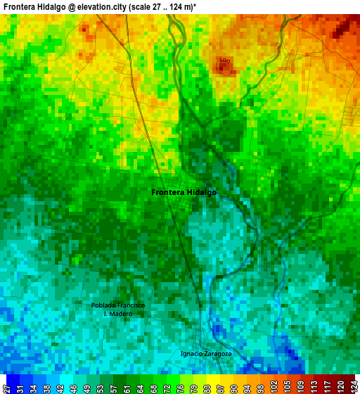 Frontera Hidalgo elevation map