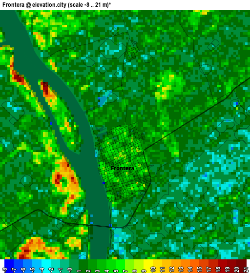 Frontera elevation map