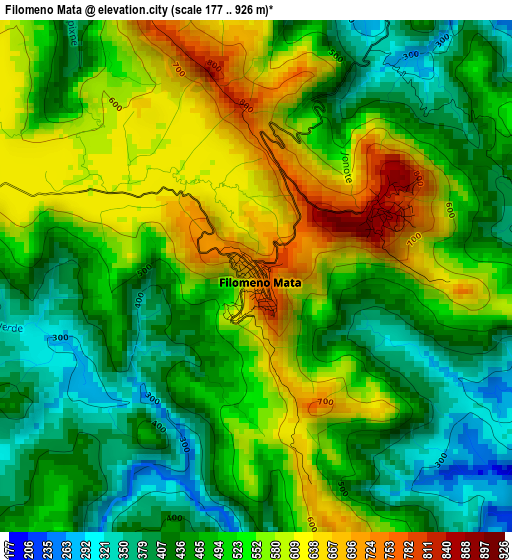 Filomeno Mata elevation map