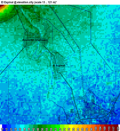 El Espinal elevation map