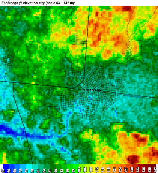 Escárcega elevation map