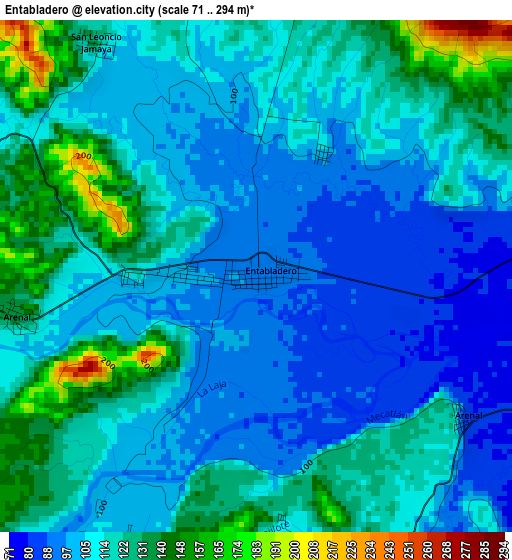 Entabladero elevation map