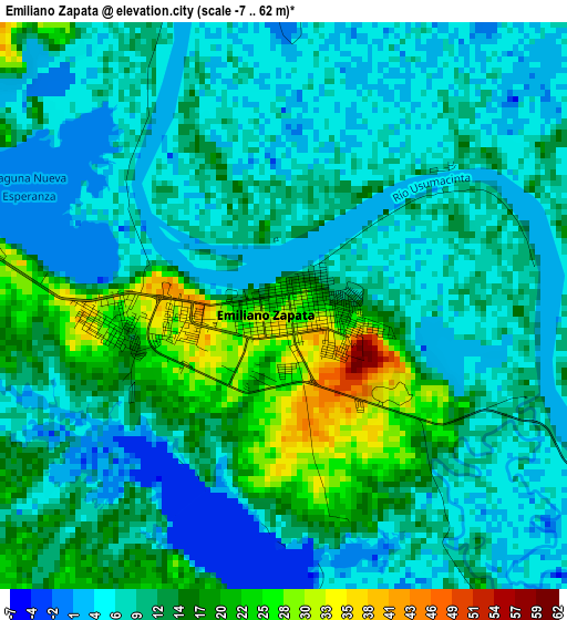 Emiliano Zapata elevation map