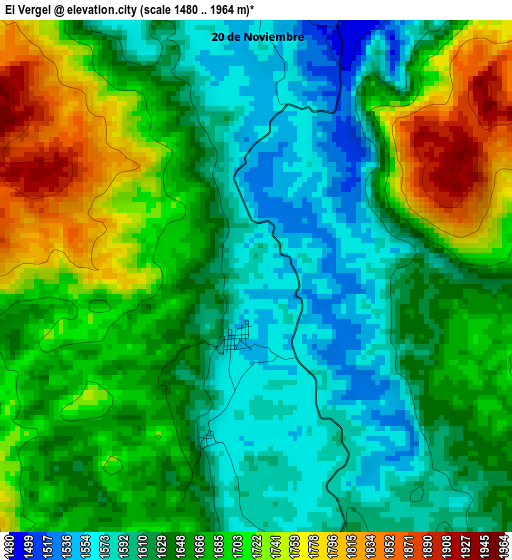 El Vergel elevation map