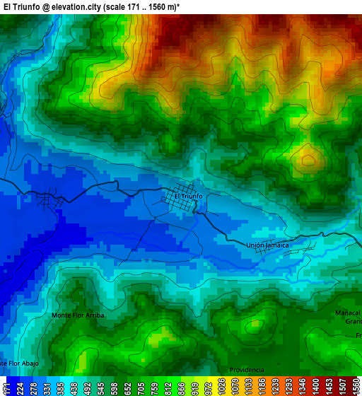 El Triunfo elevation map