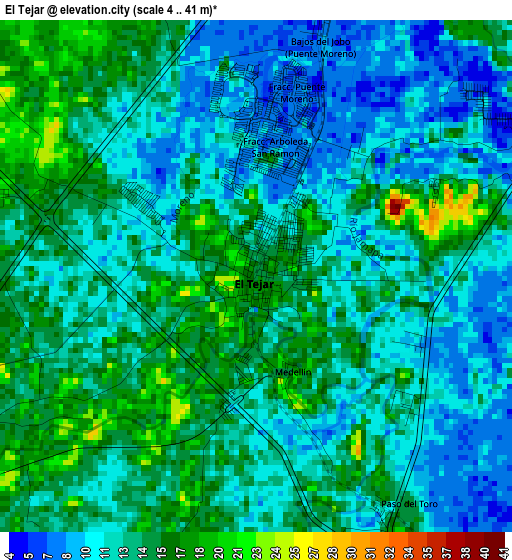 El Tejar elevation map