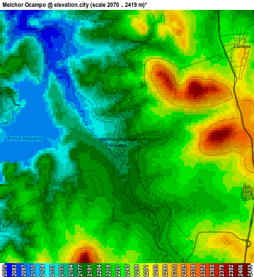 Melchor Ocampo elevation map